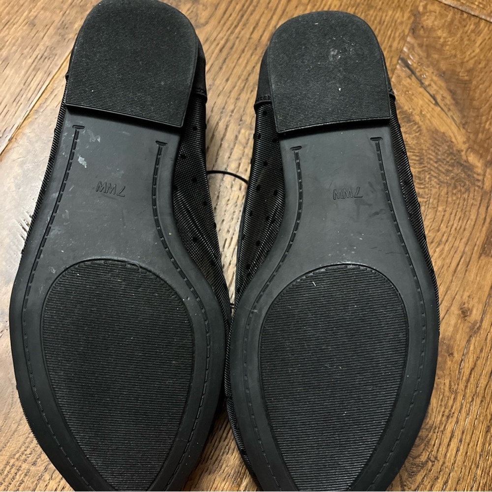 Torrid Mesh Dot Bow Shear Flats Slip On Ballet Mesh Black 7WW NWT Comfort Wide - Picture 6 of 8